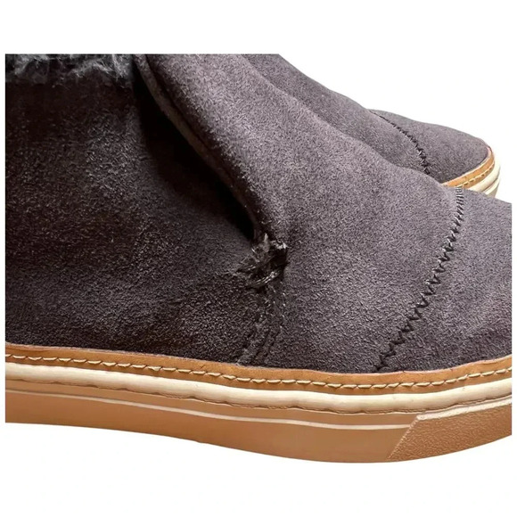 TOMS Paxton Women's 6.5 Gray Suede Ankle Boot Sneaker Faux Fur Lined Shoe - Picture 11 of 15